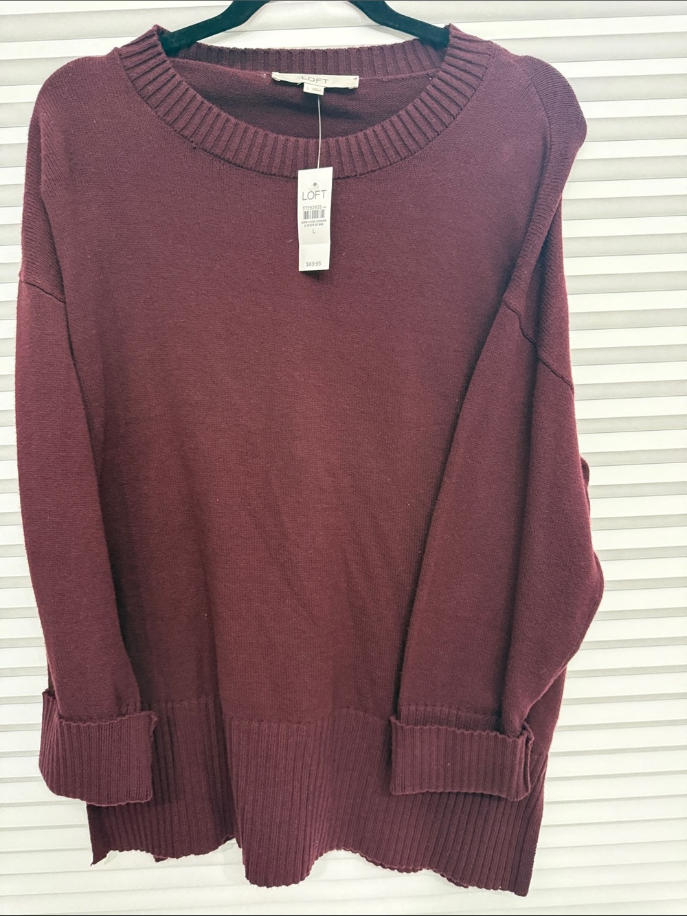 LOFT Women's Maroon Crewneck Sweater